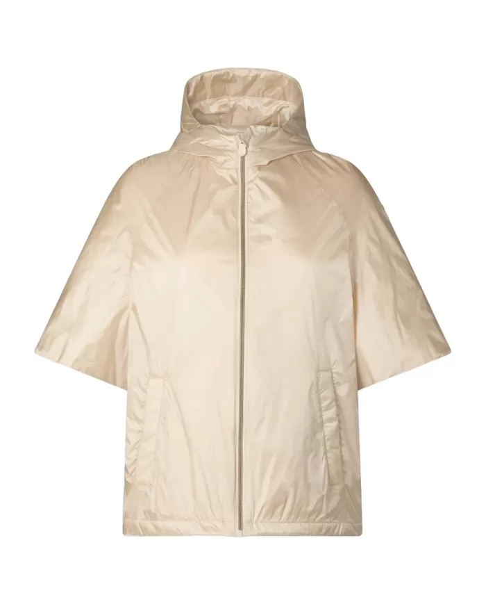 Giacca donna shore beige con cappuccio e logo patch | SAVE THE DUCK Giacca donna shore beige con cappuccio e logo patch | SAVE THE DUCK