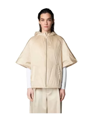 Giacca donna shore beige con cappuccio e logo patch | SAVE THE DUCK