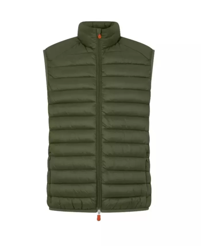 Gilet uomo dusty olive con logo e tasche interne | SAVE THE DUCK Gilet uomo dusty olive con logo e tasche interne | SAVE THE DUCK