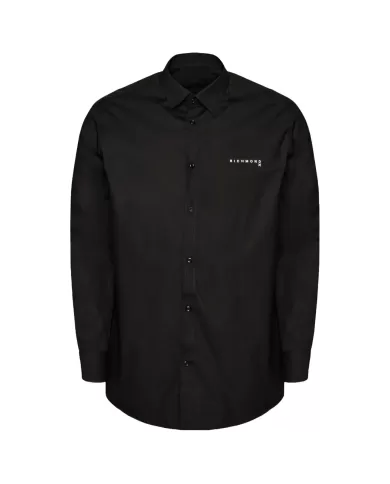 Camicia uomo nera con polsini e logo anteriore | RICHMOND Camicia uomo nera con polsini e logo anteriore | RICHMOND
