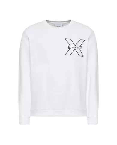 Felpa uomo off white con polsini e logo anteriore | RICHMOND Felpa uomo off white con polsini e logo anteriore | RICHMOND