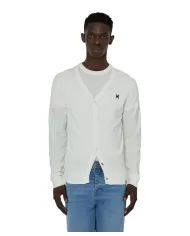 Cardigan uomo bianco con logo anteriore e banda bicolore | RICHMOND Cardigan uomo bianco con logo anteriore e banda bicolore | RICHMOND