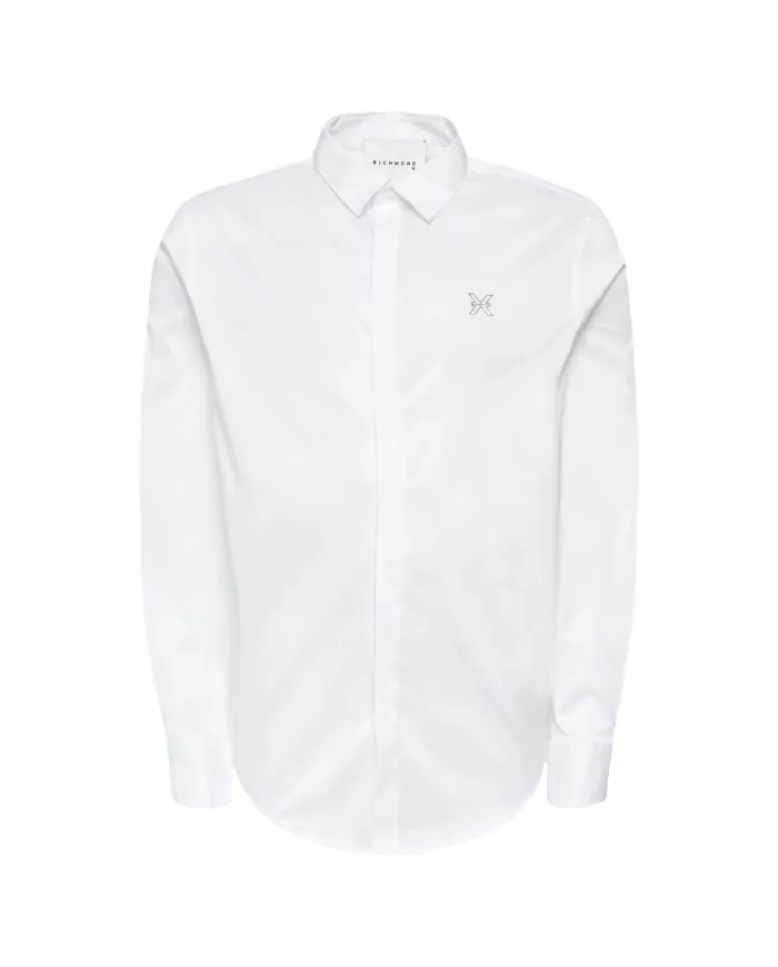 Camicia uomo bianca con bottoni e logo su petto | RICHMOND Camicia uomo bianca con bottoni e logo su petto | RICHMOND