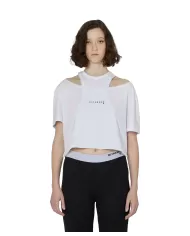 T-shirt crop donna bianca con logo anteriore | RICHMOND