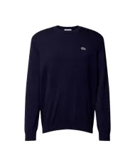 Maglia uomo blu navy con bordi a costine e ricamo logo | LACOSTE