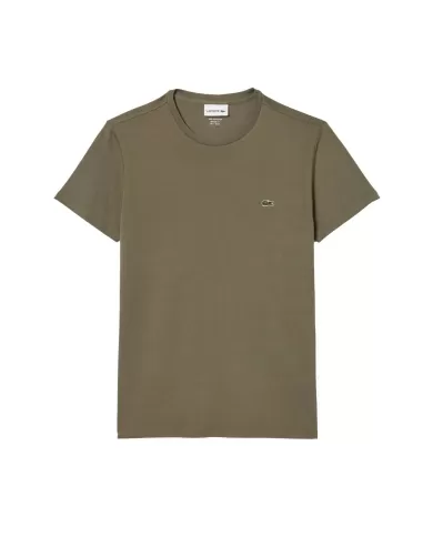 T-shirt uomo verde cachi con logo ricamato | LACOSTE T-shirt uomo verde cachi con logo ricamato | LACOSTE