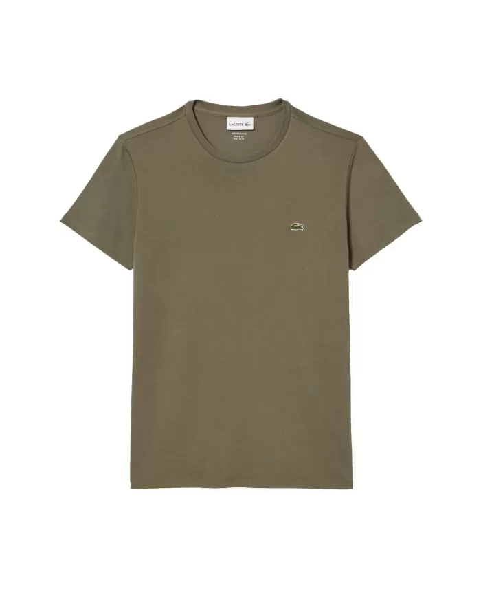 T-shirt uomo verde cachi con logo ricamato | LACOSTE T-shirt uomo verde cachi con logo ricamato | LACOSTE