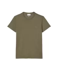 T-shirt uomo verde cachi con logo ricamato | LACOSTE