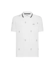 Polo uomo bianca con ricamo logo e dettagli all-over | SUN68 Polo uomo bianca con ricamo logo e dettagli all-over | SUN68