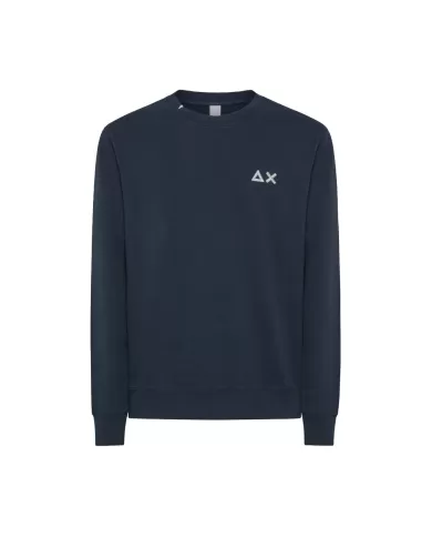 Felpa uomo navy blue con bordi a costine e ricamo logo | SUN68 Felpa uomo navy blue con bordi a costine e ricamo logo | SUN68