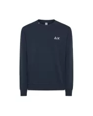 Felpa uomo navy blue con bordi a costine e ricamo logo | SUN68 Felpa uomo navy blue con bordi a costine e ricamo logo | SUN68