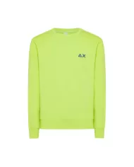 Felpa uomo lime con bordi a costine e ricamo logo | SUN68 Felpa uomo lime con bordi a costine e ricamo logo | SUN68