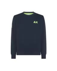Felpa uomo navy blue con logo avanti e dettaglio fluo su lato | SUN68 Felpa uomo navy blue con logo avanti e dettaglio fluo su lato | SUN68