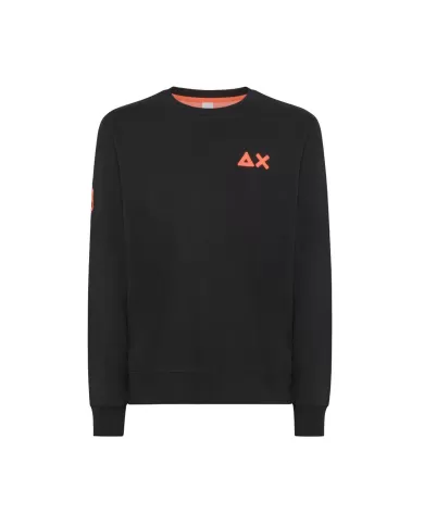 SUN68 Felpa Uomo F34115 P-EP cotone con logo ricamato fluo 11 NERO SUN68 Felpa Uomo F34115 P-EP cotone con logo ricamato fluo 11 NERO