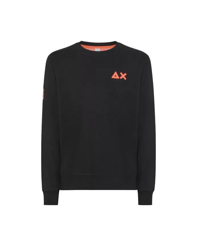 SUN68 Felpa Uomo F34115 P-EP cotone con logo ricamato fluo 11 NERO SUN68 Felpa Uomo F34115 P-EP cotone con logo ricamato fluo 11 NERO