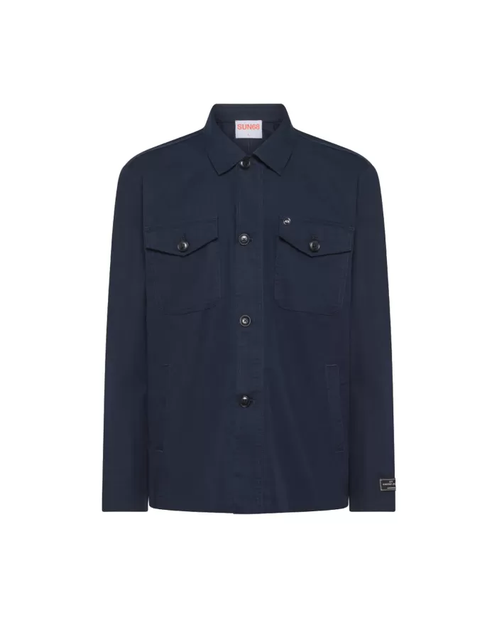 Giacca overshirt uomo Navy Blue con stemma logato | SUN68 Giacca overshirt uomo Navy Blue con stemma logato | SUN68