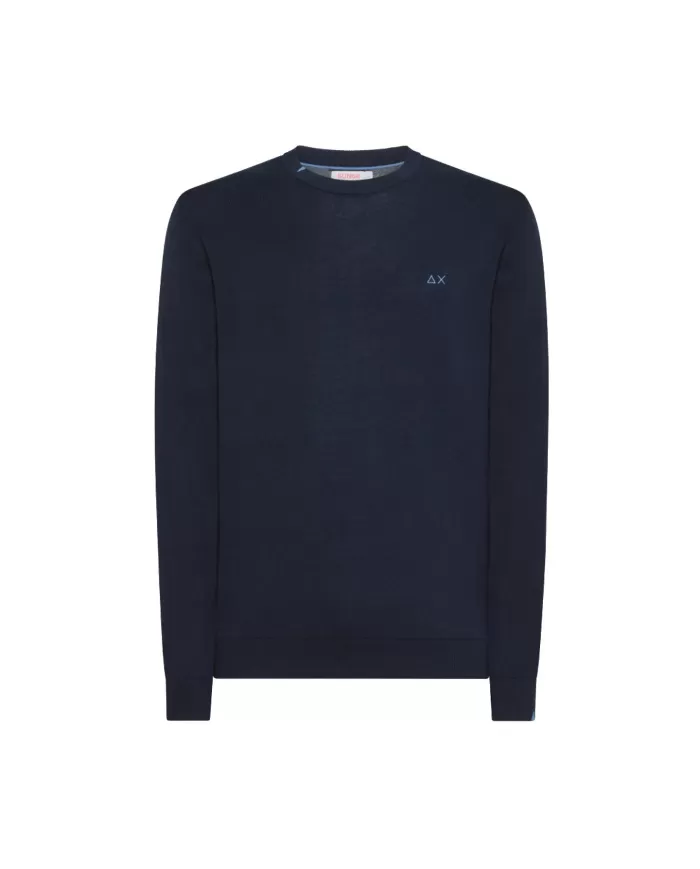 Maglia uomo navy blue con bordi a costine e ricamo logo | SUN68 Maglia uomo navy blue con bordi a costine e ricamo logo | SUN68