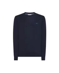 Maglia uomo navy blue con bordi a costine e ricamo logo | SUN68