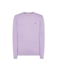 Maglia uomo lilla con bordi a costine e ricamo logo | SUN68