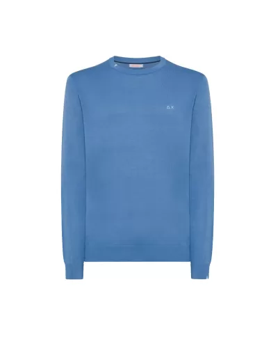 Maglia uomo avio con bordi a costine e ricamo logo | SUN68 Maglia uomo avio con bordi a costine e ricamo logo | SUN68