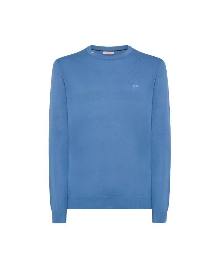 Maglia uomo avio con bordi a costine e ricamo logo | SUN68 Maglia uomo avio con bordi a costine e ricamo logo | SUN68