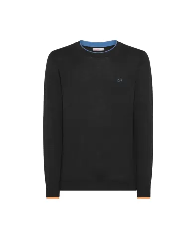 Maglia da uomo nera con logo ricamato | SUN68