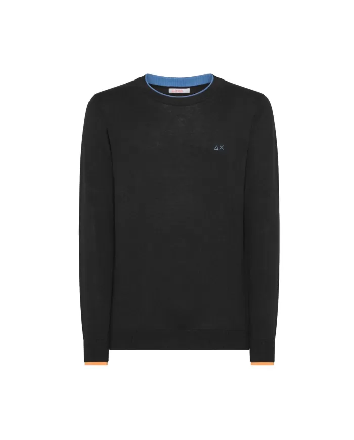 Maglia da uomo nera con logo ricamato | SUN68 Maglia da uomo nera con logo ricamato | SUN68
