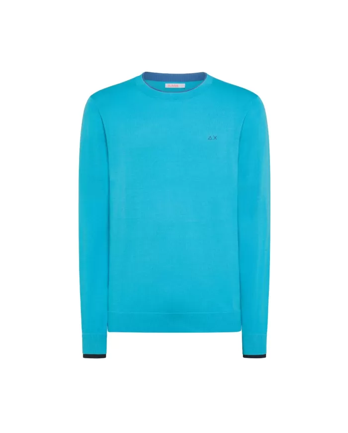 Maglia da uomo turchese con logo ricamato | SUN68 Maglia da uomo turchese con logo ricamato | SUN68