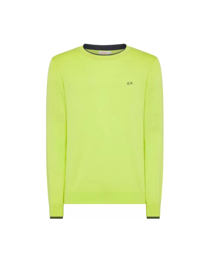 Maglia da uomo lime con logo ricamato | SUN68 Maglia da uomo lime con logo ricamato | SUN68