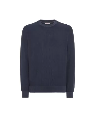 Maglia uomo navy blue lavorato interamente a costine | SUN68