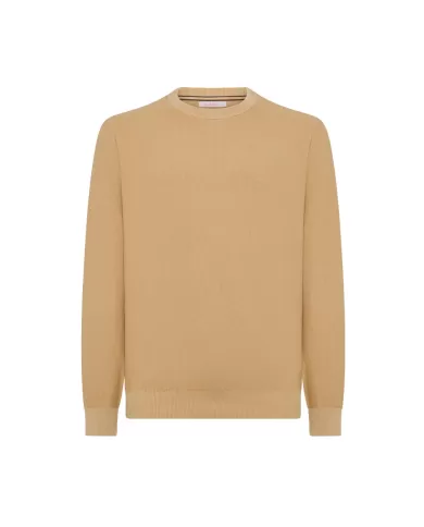 Maglia uomo beige lavorato interamente a costine | SUN68