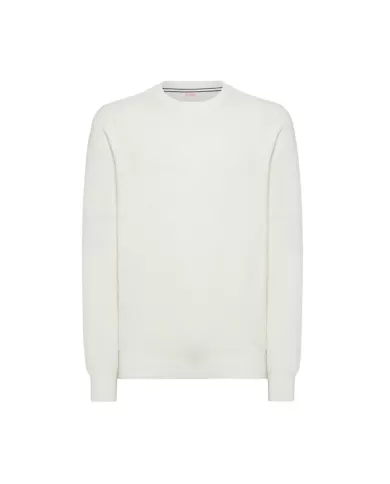 Maglia uomo bianco panna lavorato interamente a costine | SUN68