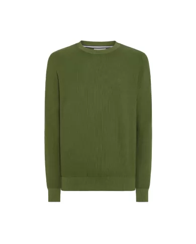 Maglia uomo verde scuro lavorato interamente a costine | SUN68