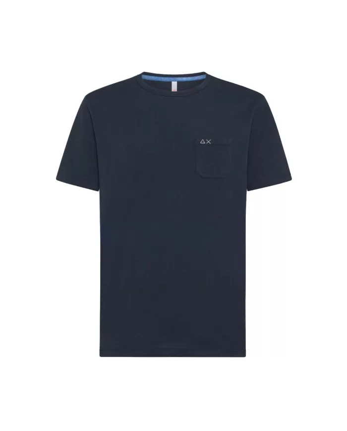 T-shirt uomo navy blue con logo ricamato su taschino | SUN68 T-shirt uomo navy blue con logo ricamato su taschino | SUN68