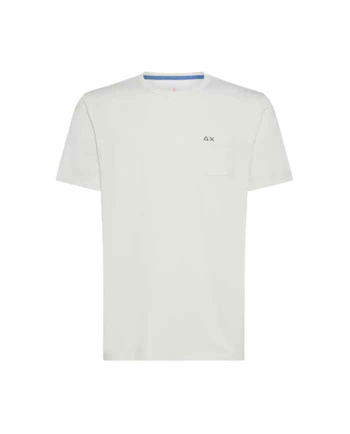 T-shirt uomo bianco panna con logo ricamato su taschino | SUN68 T-shirt uomo bianco panna con logo ricamato su taschino | SUN68