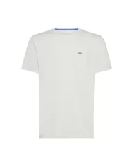 T-shirt uomo bianco panna con logo ricamato su taschino | SUN68