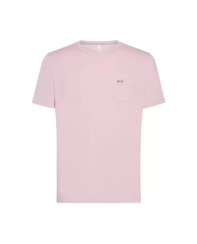 T-shirt uomo ciclamino con logo ricamato su taschino | SUN68