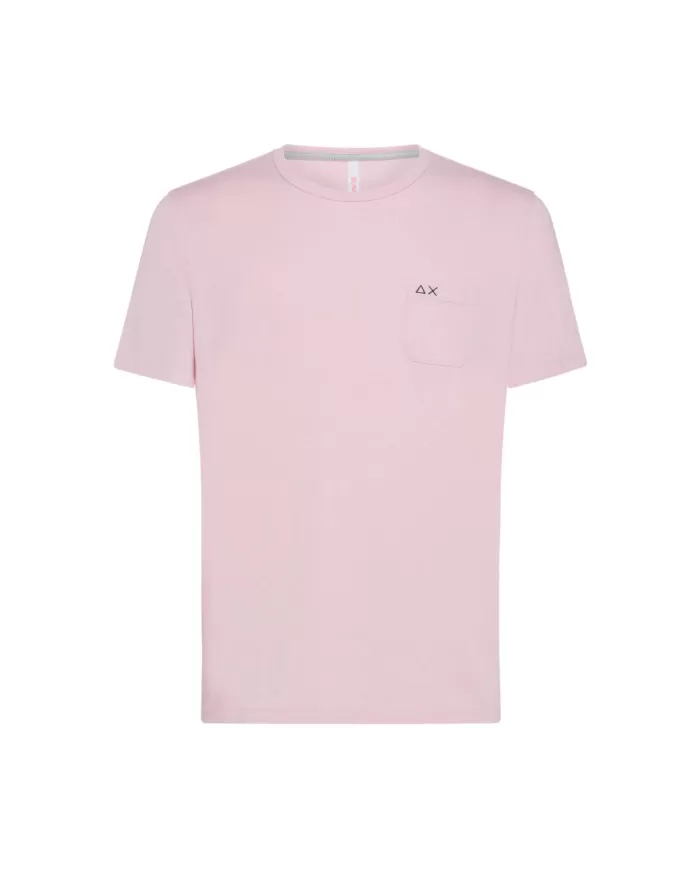 T-shirt uomo ciclamino con logo ricamato su taschino | SUN68 T-shirt uomo ciclamino con logo ricamato su taschino | SUN68