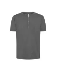 T-shirt uomo inchiostro con collo a serafino e ricamo logo | SUN68