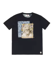 t-shirt blu a uomo con stampa in grande regina Elisabetta | BOB t-shirt blu a uomo con stampa in grande regina Elisabetta | BOB