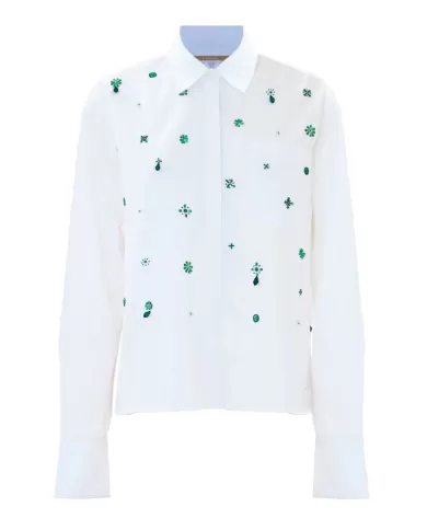 camicia bianca da donna con dettagli brillanti | KOCCA camicia bianca da donna con dettagli brillanti | KOCCA