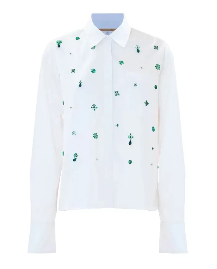 camicia bianca da donna con dettagli brillanti KOCCA