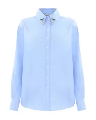 camicia azzurro cielo da donna con dettagli brillanti su collo | KOCCA camicia azzurro cielo da donna con dettagli brillanti su collo | KOCCA