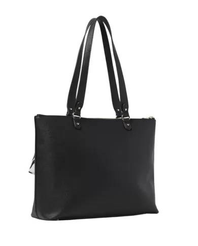 borsa da shopping nera da donna, effetto saffiano | LIU JO borsa da shopping nera da donna, effetto saffiano | LIU JO