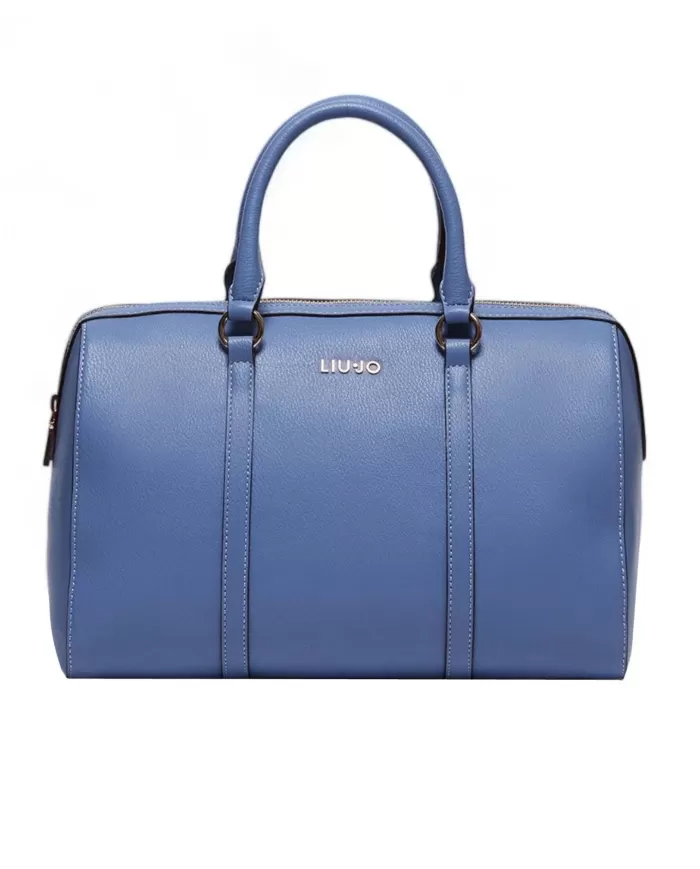 borsa blu denim da donna, effetto saffiano, fodera a fantasia | LIU JO borsa blu denim da donna, effetto saffiano, fodera a fantasia | LIU JO