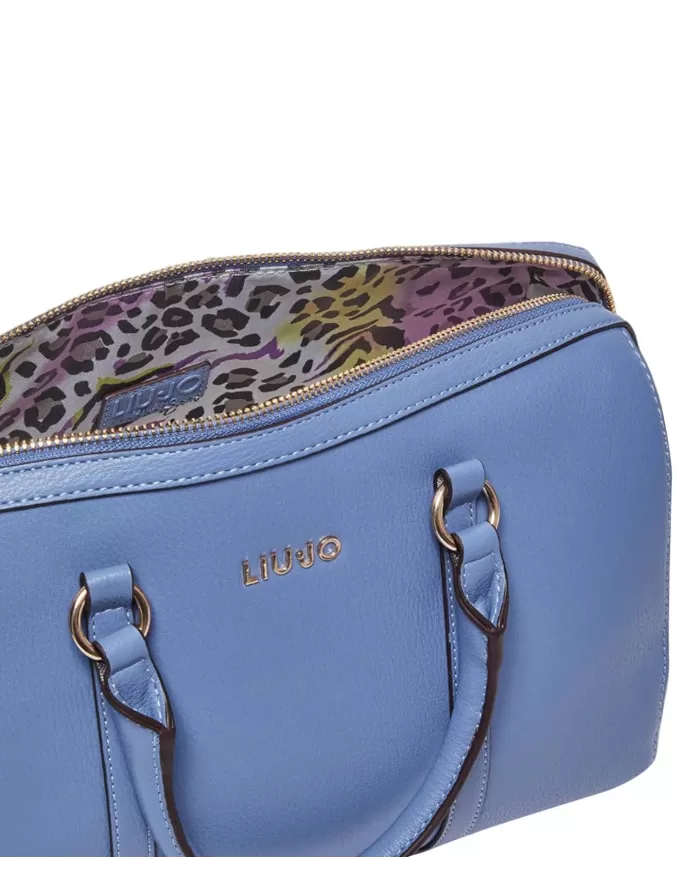 borsa blu denim da donna, effetto saffiano, fodera a fantasia | LIU JO borsa blu denim da donna, effetto saffiano, fodera a fantasia | LIU JO