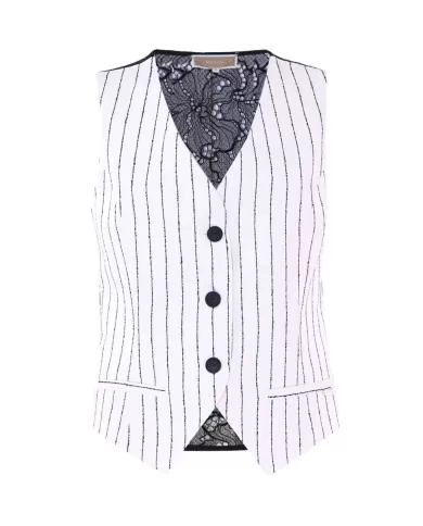 gilet panna/nero da donna con fantasia a righe verticali | KOCCA gilet panna/nero da donna con fantasia a righe verticali | KOCCA