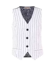 gilet panna/nero da donna con fantasia a righe verticali | KOCCA gilet panna/nero da donna con fantasia a righe verticali | KOCCA
