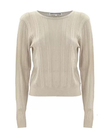 maglia oro chiaro da donna con texture semi-trasparenza | KOCCA maglia oro chiaro da donna con texture semi-trasparenza | KOCCA