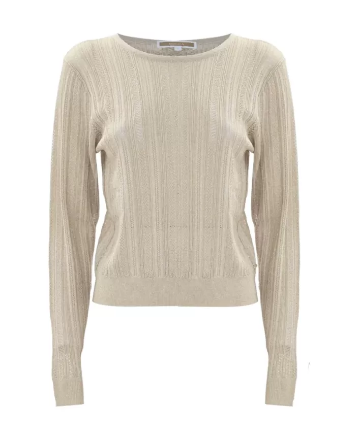 maglia oro chiaro da donna con texture semi-trasparenza | KOCCA maglia oro chiaro da donna con texture semi-trasparenza | KOCCA